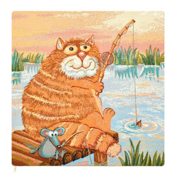 Наволочка декоративная "Кот на рыбалке" (50*50)