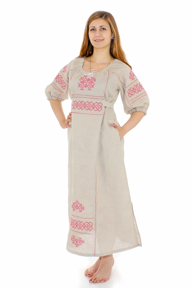 Платье льняное "Славянка" (большемерка)