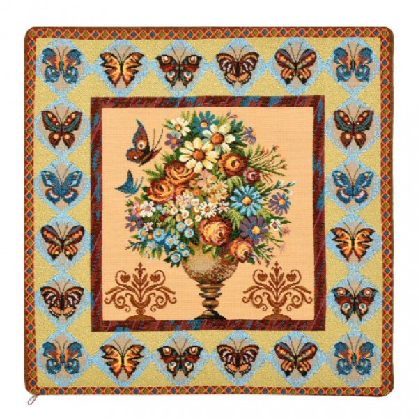 Наволочка декоративная "Цветочная ваза с бабочками" (50*50)