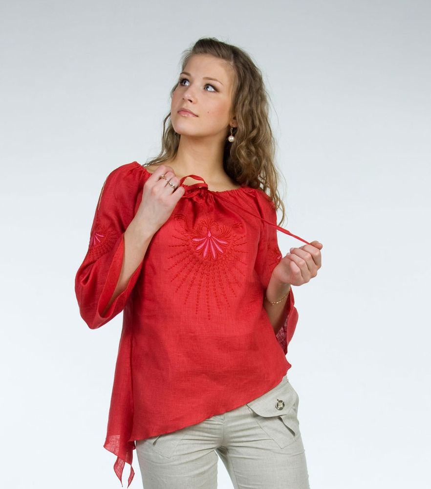 Блузка льняная модель "Мелисса" (большемерка)