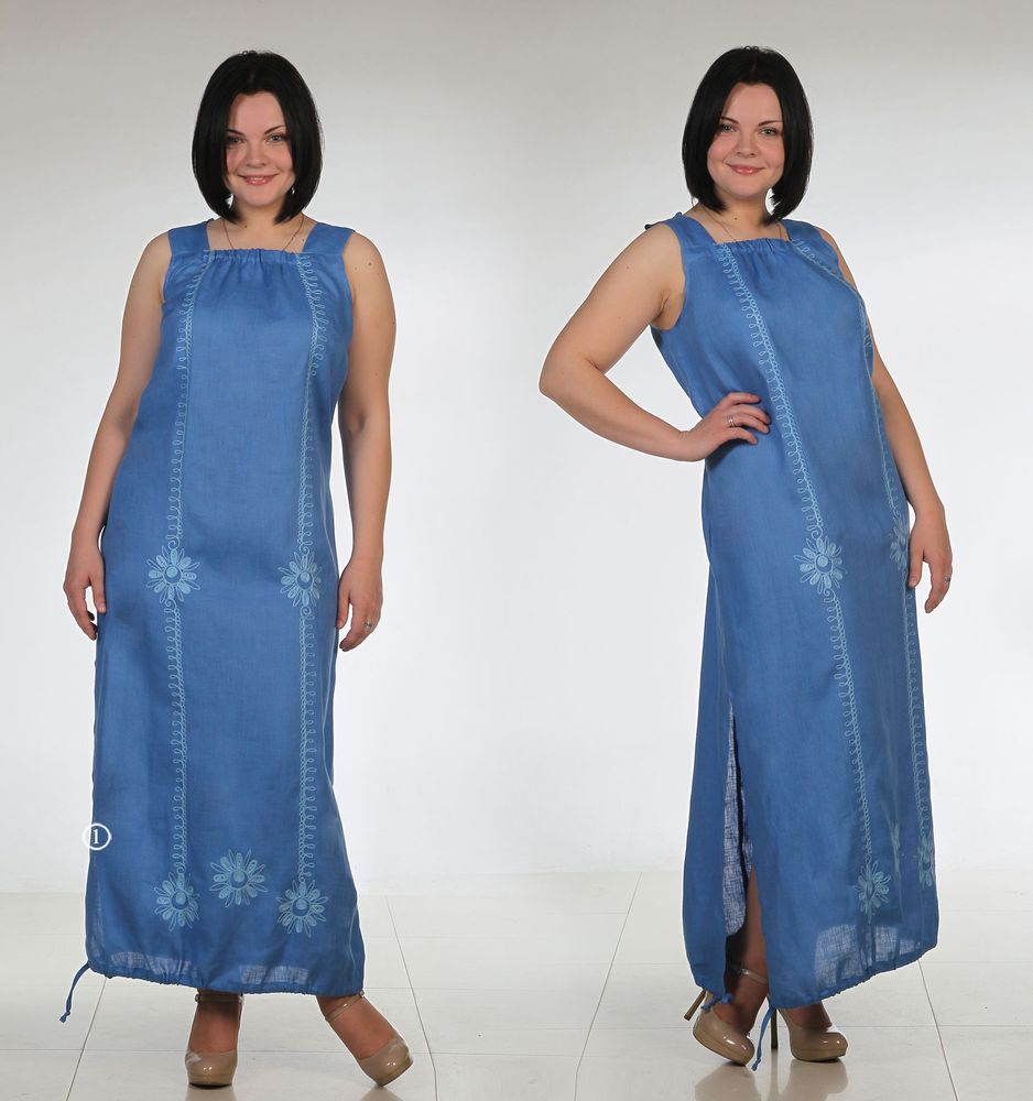 Льняной сарафан с вышивкой модель "Элеонора"