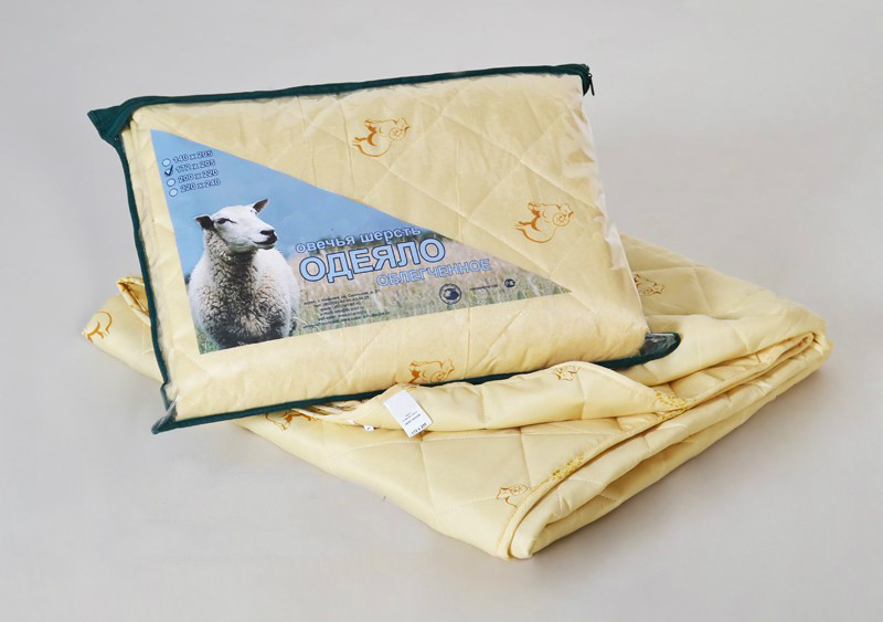 Одеяло облегченное "Весенний день" (овечья шерсть, полиэстер) 1,5 спальный (140*205)