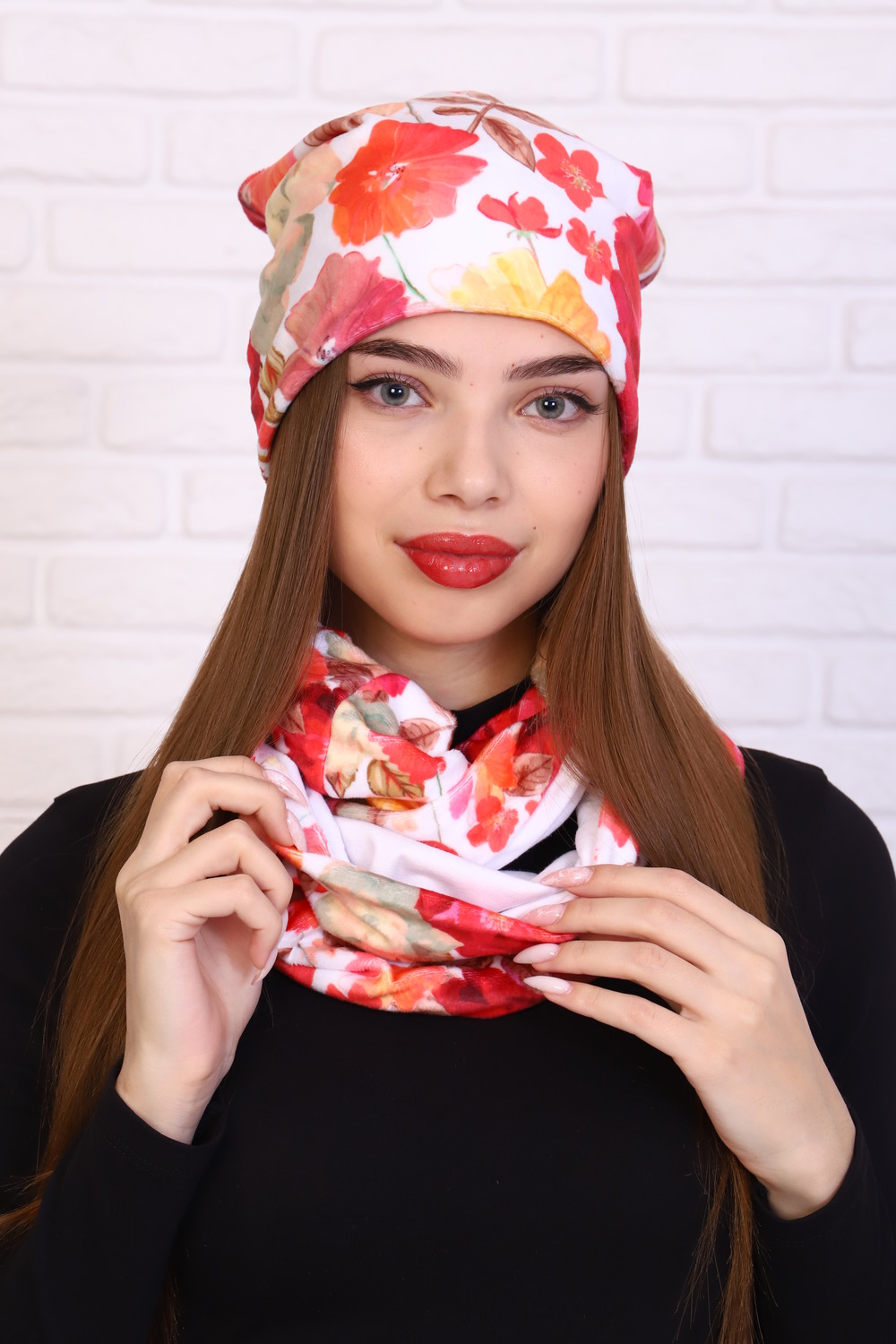 

Комплект женский шапка и шарф-снуд iv83603