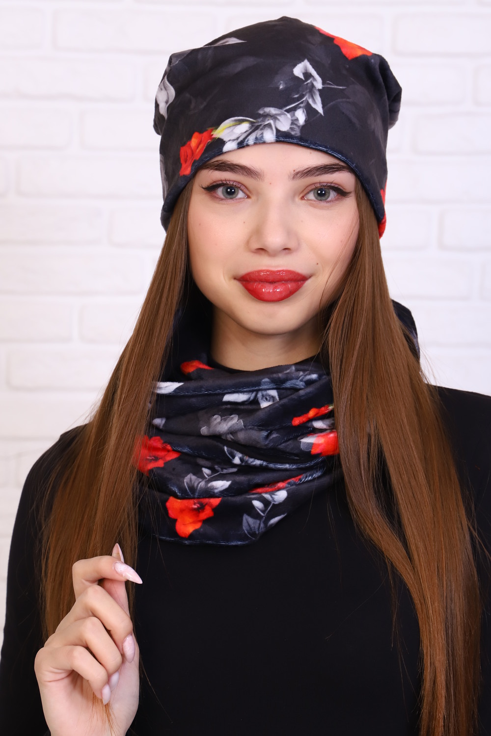 

Комплект женский шапка и шарф-снуд iv84475